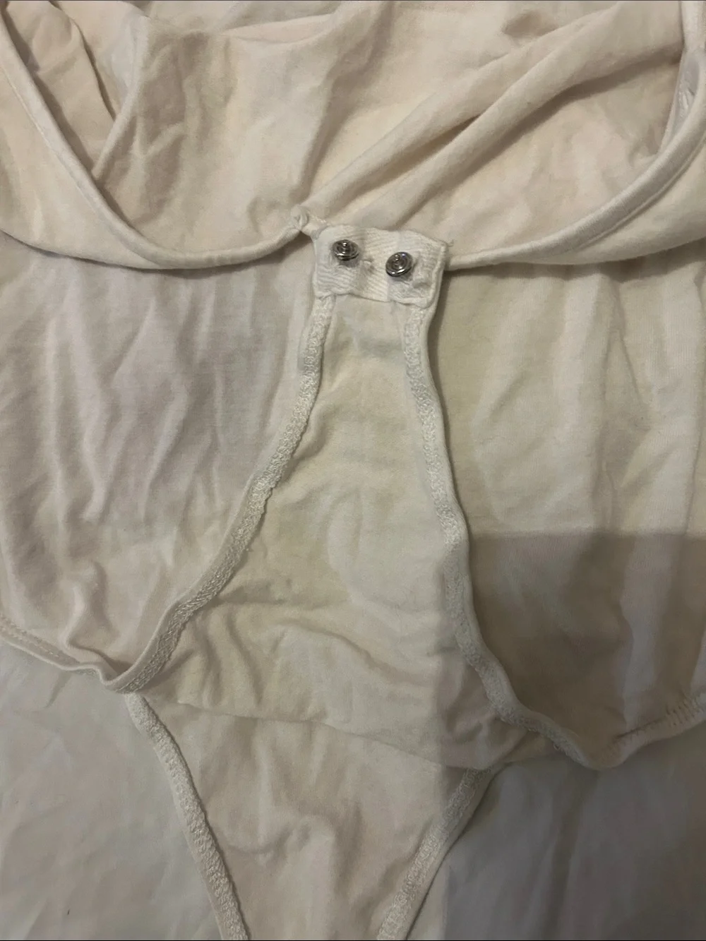 Active USA Cream Cross-Back One-Piece Bodysuit
